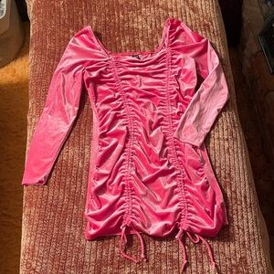 Sexy Wild Fable Pink velvet Ruched Women's Dress
